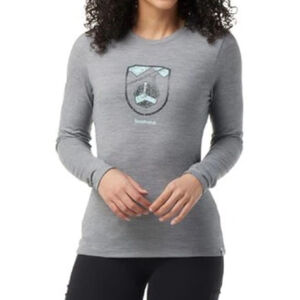 SMARTWOOL Gondola Ride Graphic wool long sleeve shirt crewneck grey size small